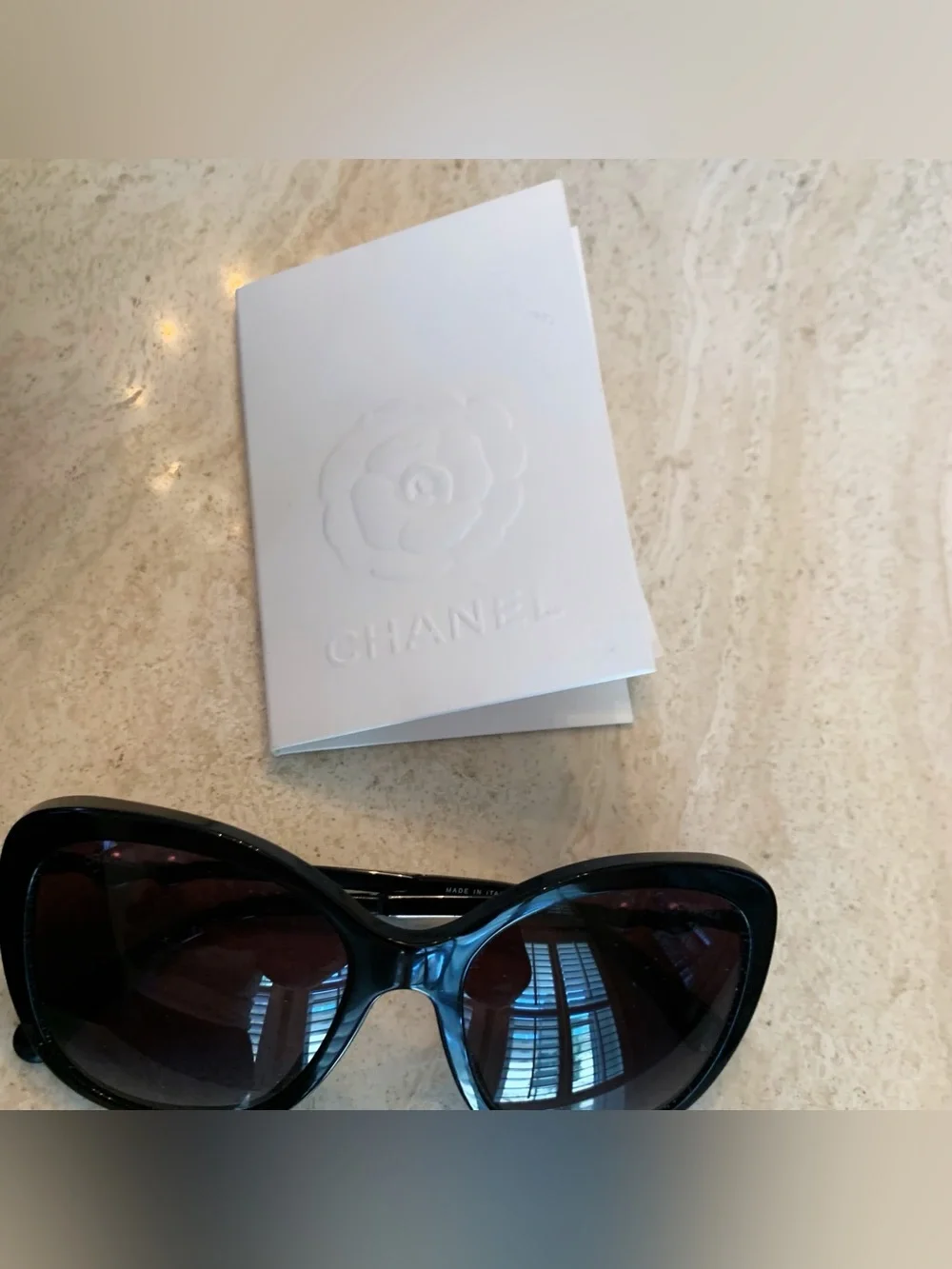 CHANEL Black Sunglasses with Pearl Accent and CC Logo